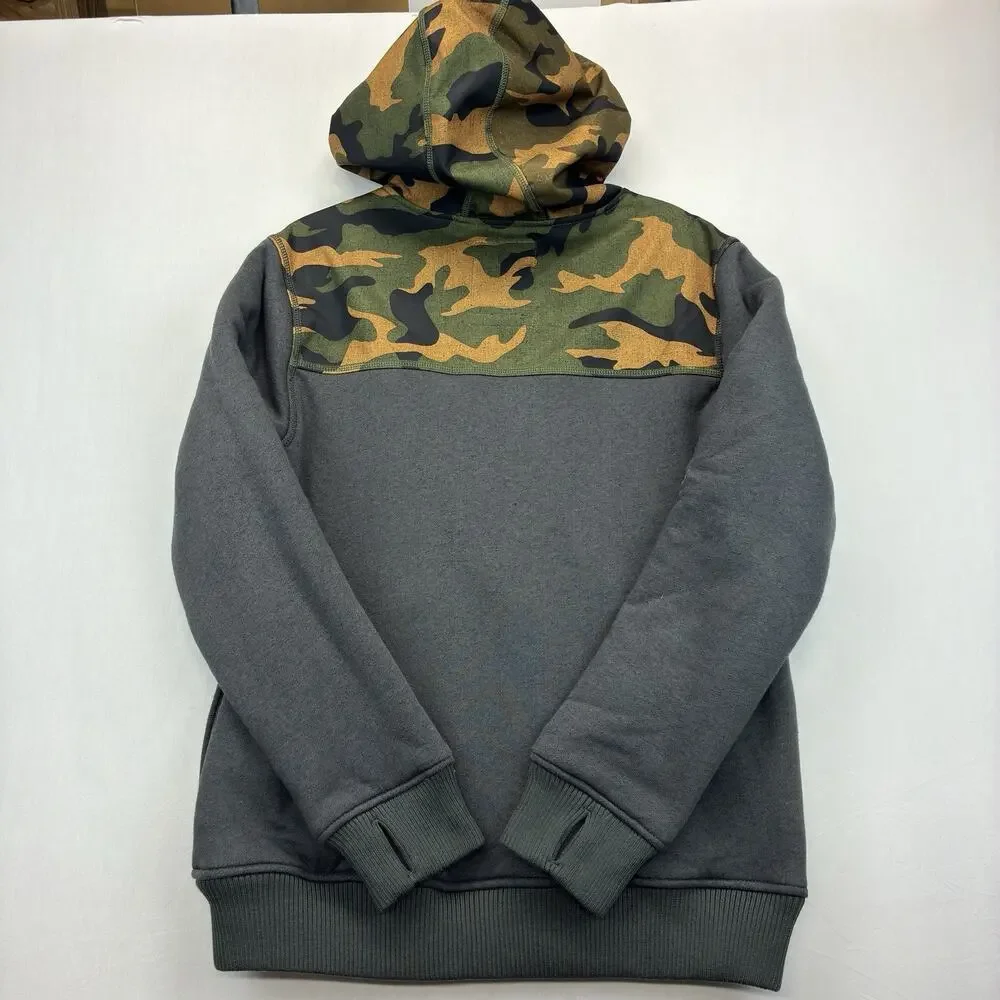 Billabong Men’s Small Fleece Jacket Gray Camo Hooded Full Zip Outdoor